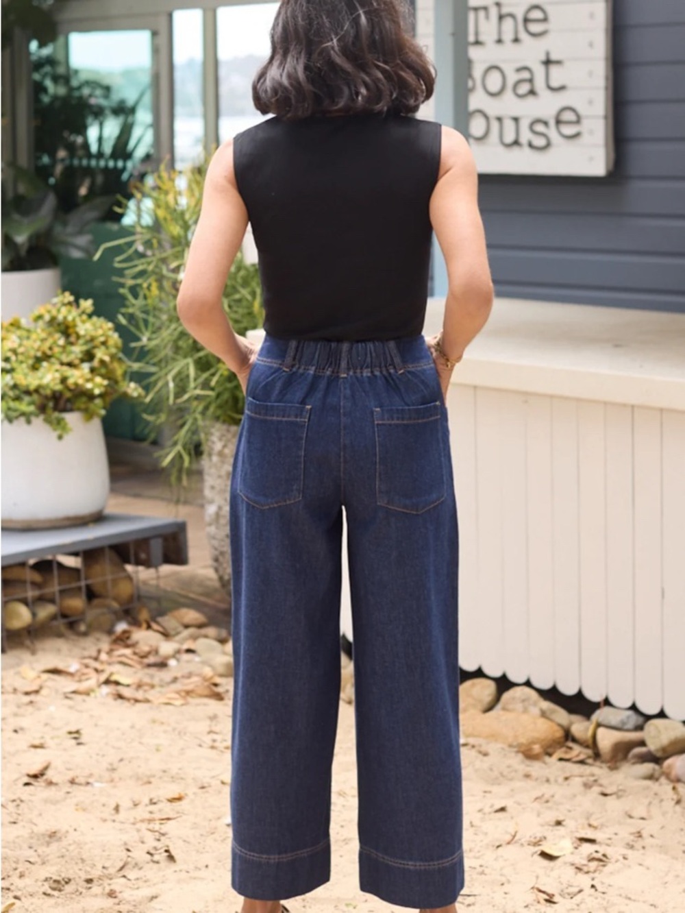 MAYE Goldie Wide Leg Crop Jeans Sz XL Indigo Blue NEW - Picture 3 of 9
